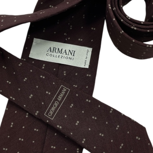 ARMANI COLLEZIONI Brown Geometric Silk LUXURY Tie ITALY - Picture 3 of 5